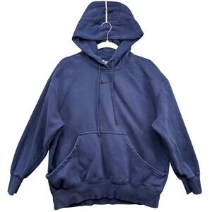 Nike Hoodie Center Swoosh Mens Medium Blue Embroidery Sweatshirt Kangaroo Pocket